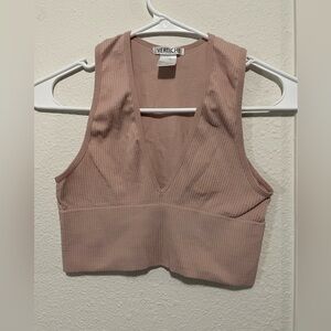 Vertiche Ribbed Mauve Crop Top